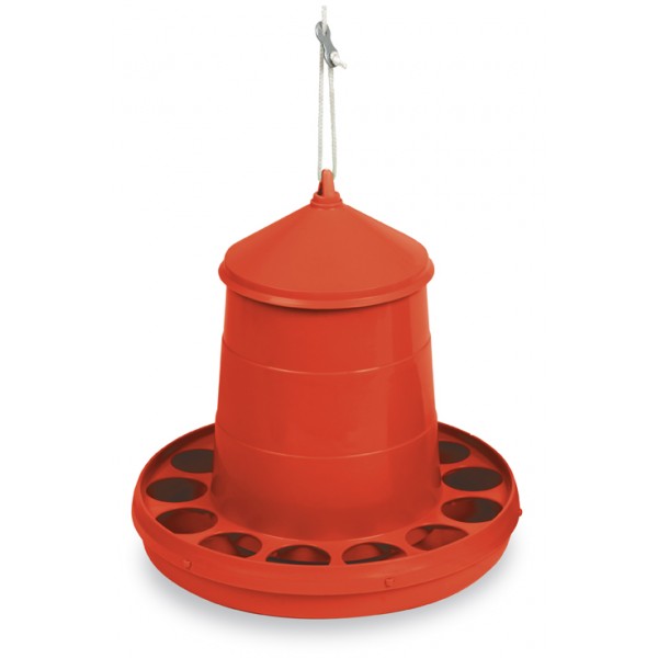 PLASTIC POULTRY FEEDER 2 KG RED